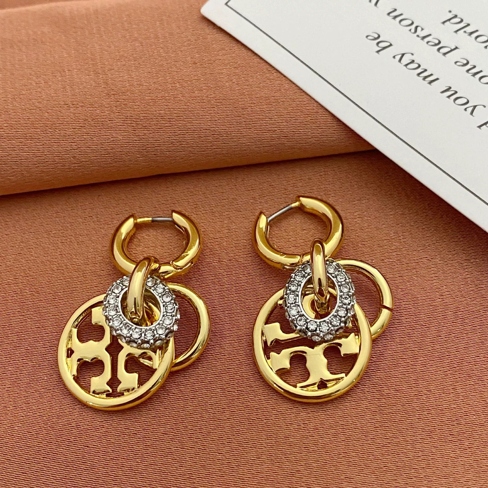Tory Burch Pave Metal Interlocking Pendant Earrings Collection